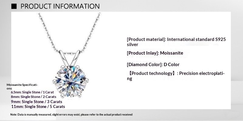 Moissanite 925 Sterling Silver Pendantlight Luxury Fashion-forward Necklace Accessory - Image 4